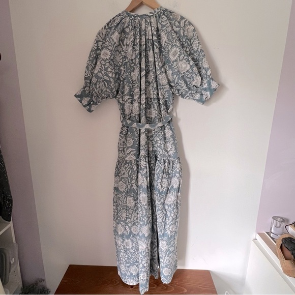 Marea The House Dress Blue Modern Floral Cotton Midi Prairie Cottagecore Summer - Picture 11 of 16
